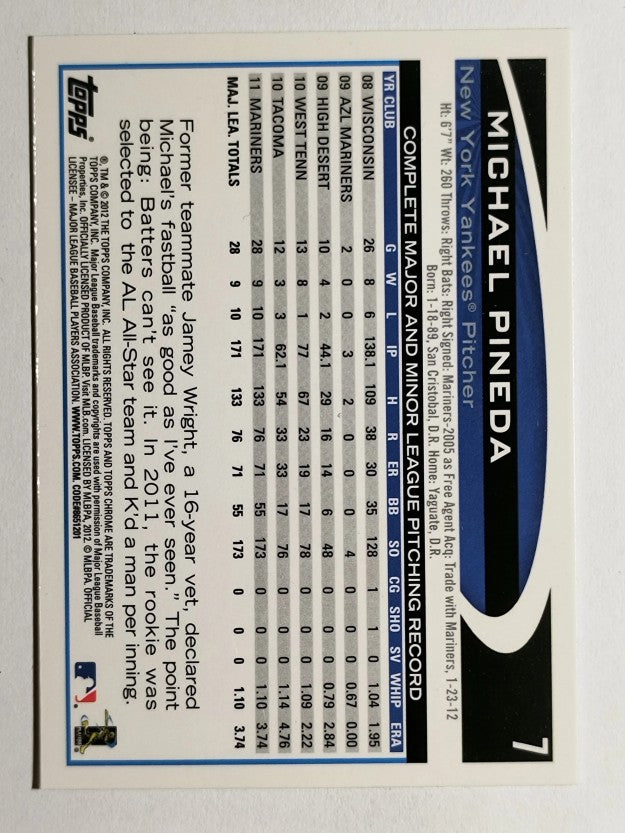 2012 Topps Chrome #7 Michael Pineda