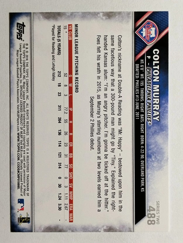 2016 Topps #488 Colton Murray RC