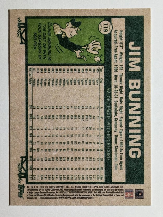 2018 Topps Archives #119 Jim Bunning