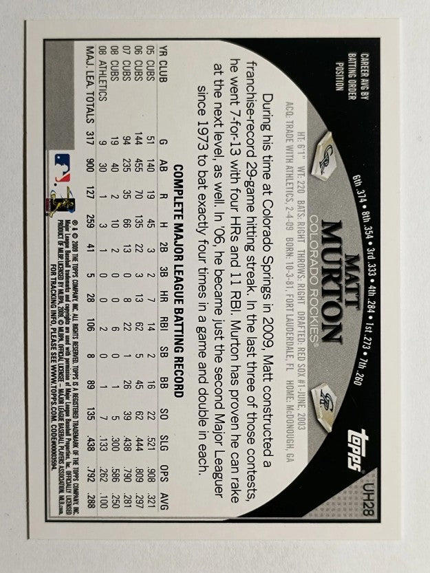 2009 Topps Update #UH28 Matt Murton