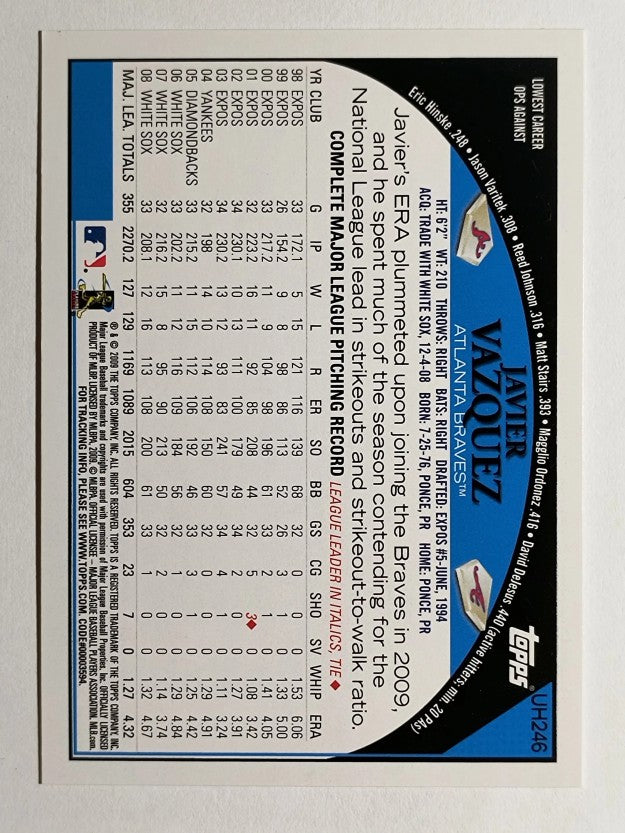 2009 Topps Update #UH246 Javier Vazquez