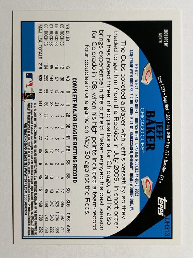 2009 Topps Update #UH313 Jeff Baker