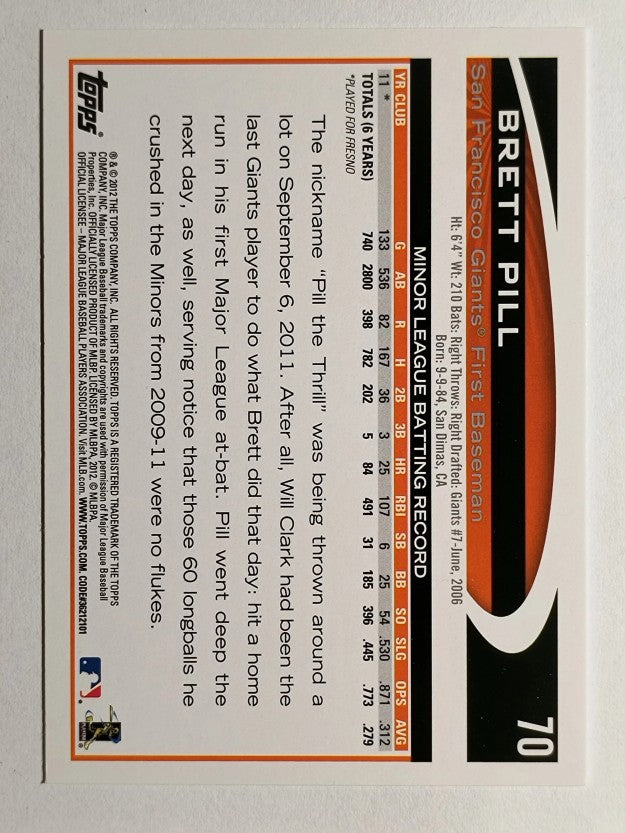2012 Topps #70 Brett Pill RC