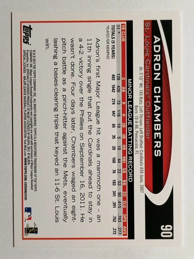 2012 Topps #90 Adron Chambers RC