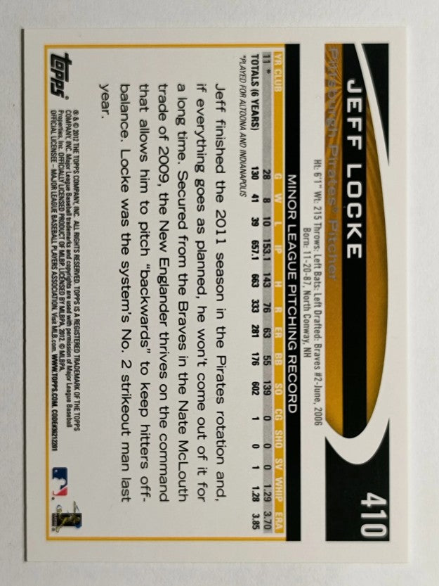 2012 Topps #410 Jeff Locke RC