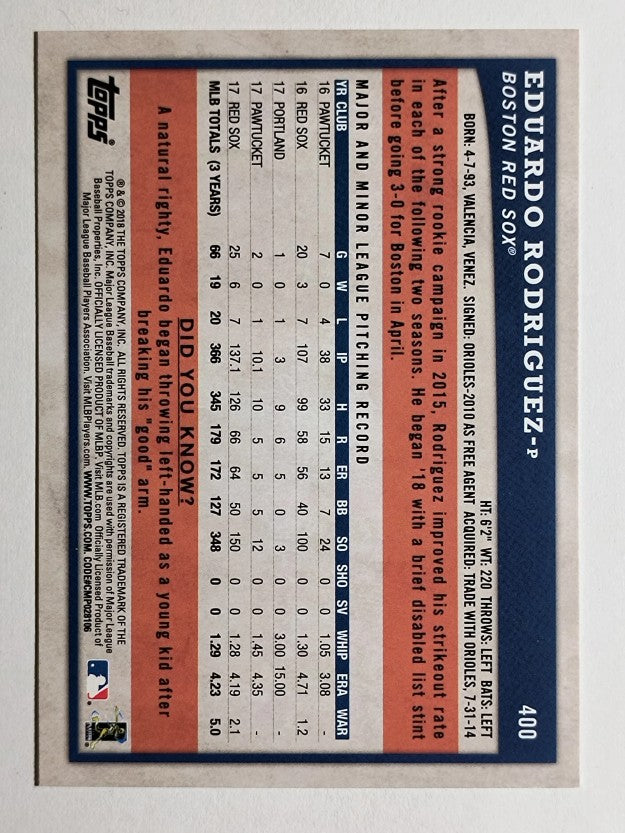 2018 Topps Big League #400 Eduardo Rodriguez