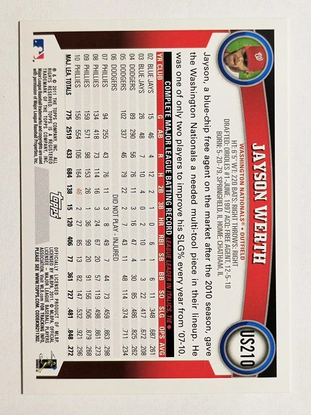2011 Topps Update #US210 Jayson Werth
