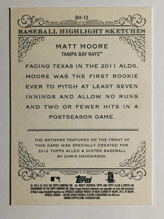 2012 Topps Allen and Ginter Baseball Highlights Sketches #BH13 Matt Moore