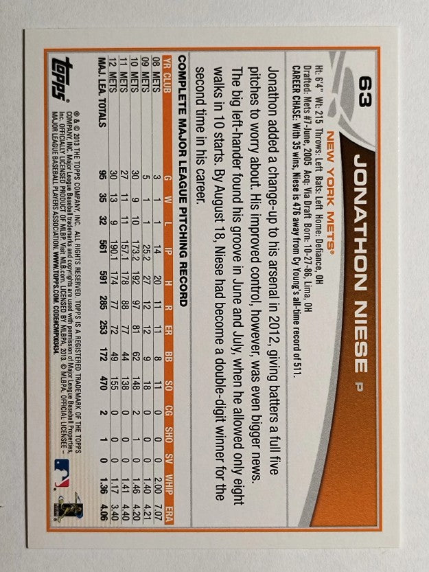 2013 Topps Opening Day #63 Jonathon Niese