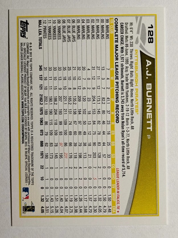 2013 Topps Opening Day #128 A.J. Burnett