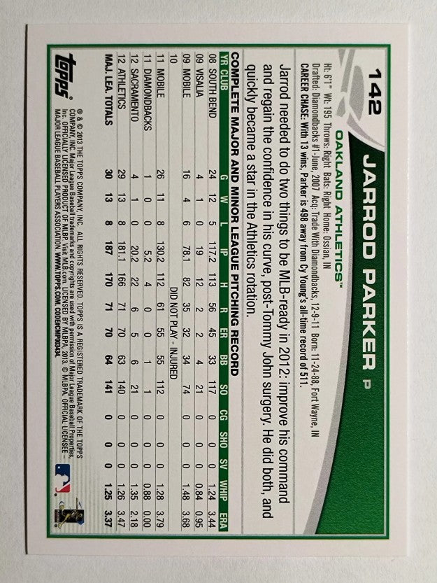 2013 Topps Opening Day #142 Jarrod Parker