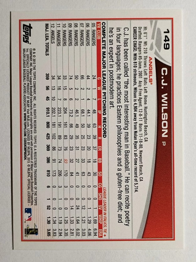 2013 Topps Opening Day #149 C.J. Wilson