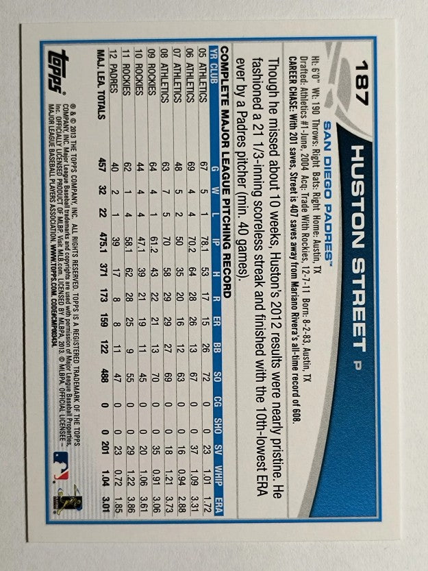 2013 Topps Opening Day #187 Huston Street