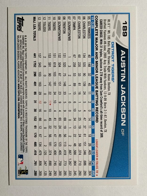 2013 Topps Opening Day #189 Austin Jackson