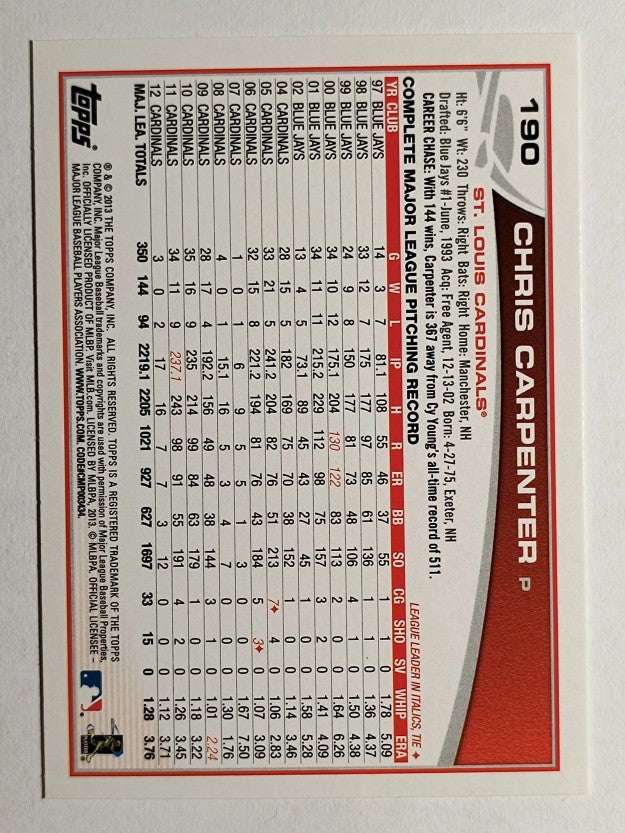 2013 Topps Opening Day #190 Chris Carpenter