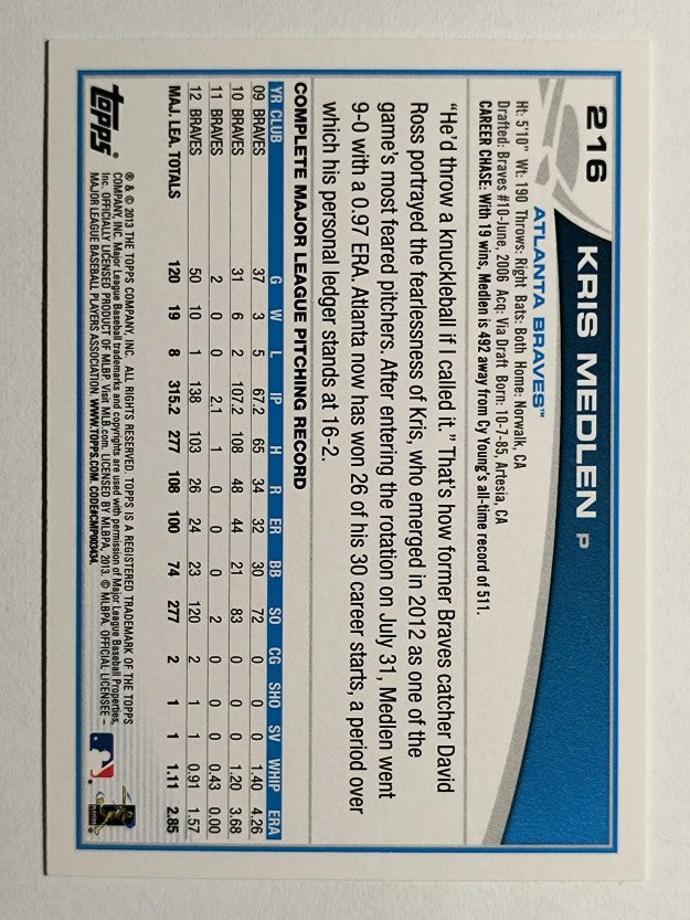 2013 Topps Opening Day #216 Kris Medlen