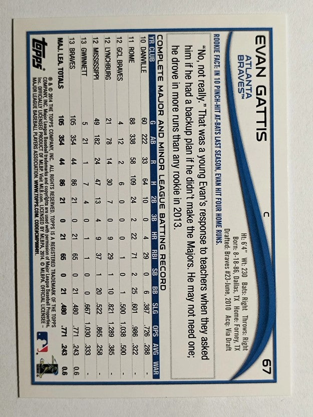 2014 Topps Opening Day #67 Evan Gattis