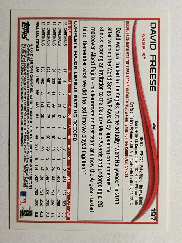 2014 Topps Opening Day #197 David Freese