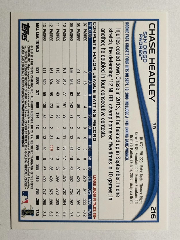 2014 Topps Opening Day #216 Chase Headley