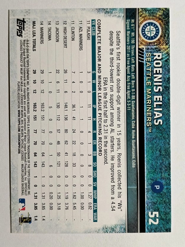 2015 Topps Opening Day #52 Roenis Elias