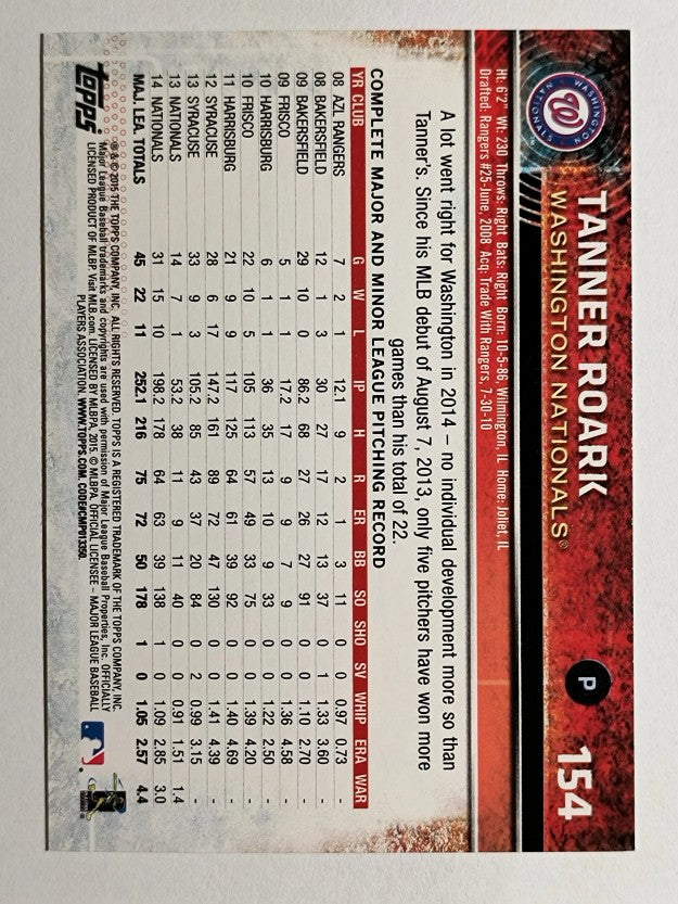 2015 Topps Opening Day #154 Tanner Roark