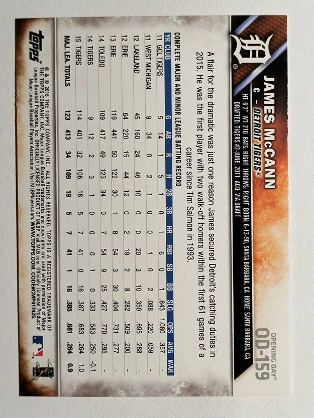 2016 Topps Opening Day #OD159 James McCann