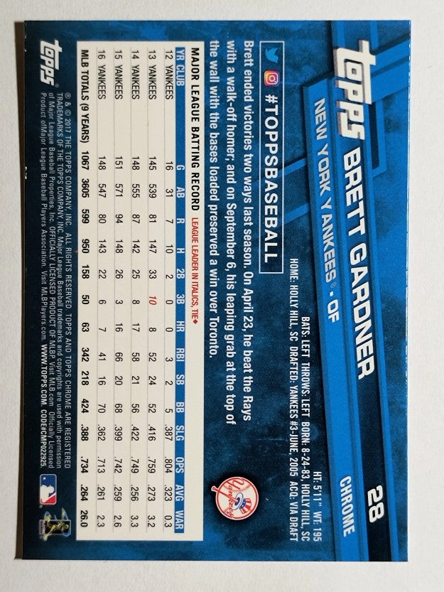 2017 Topps Chrome #28 Brett Gardner