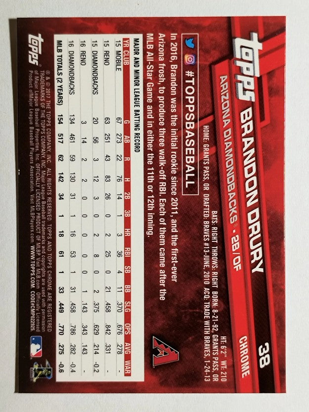 2017 Topps Chrome #38 Brandon Drury