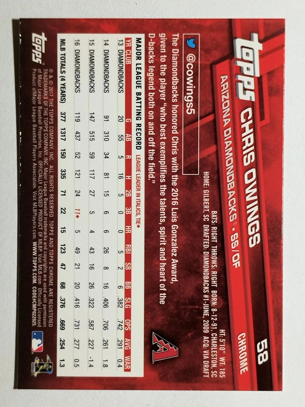 2017 Topps Chrome #58 Chris Owings