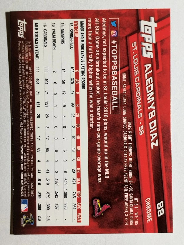 2017 Topps Chrome #88 Aledmys Diaz