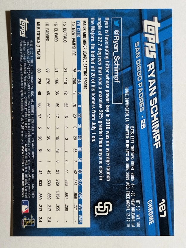 2017 Topps Chrome #187 Ryan Schimpf