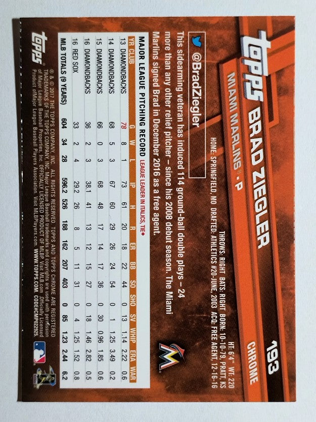 2017 Topps Chrome #193 Brad Ziegler