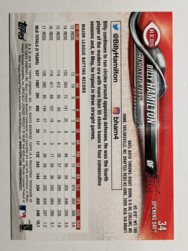 2018 Topps Opening Day #34 Billy Hamilton