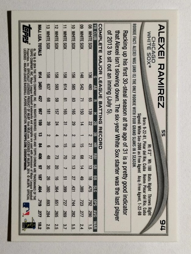 2014 Topps Chrome #94 Alexei Ramirez