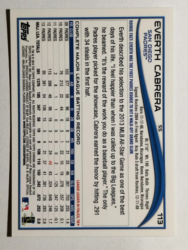 2014 Topps Chrome #113 Everth Cabrera