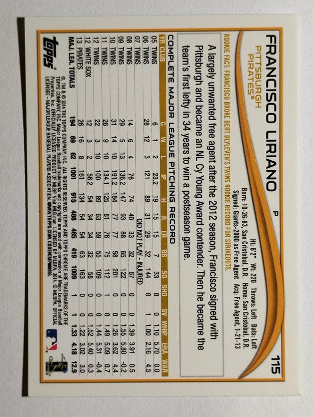 2014 Topps Chrome #115 Francisco Liriano