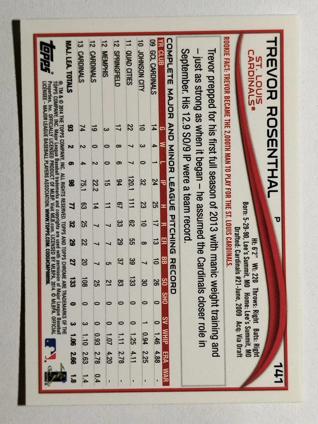 2014 Topps Chrome #141 Trevor Rosenthal