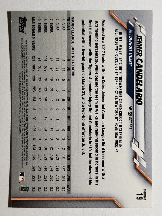 2020 Topps Chrome #19 Jeimer Candelario