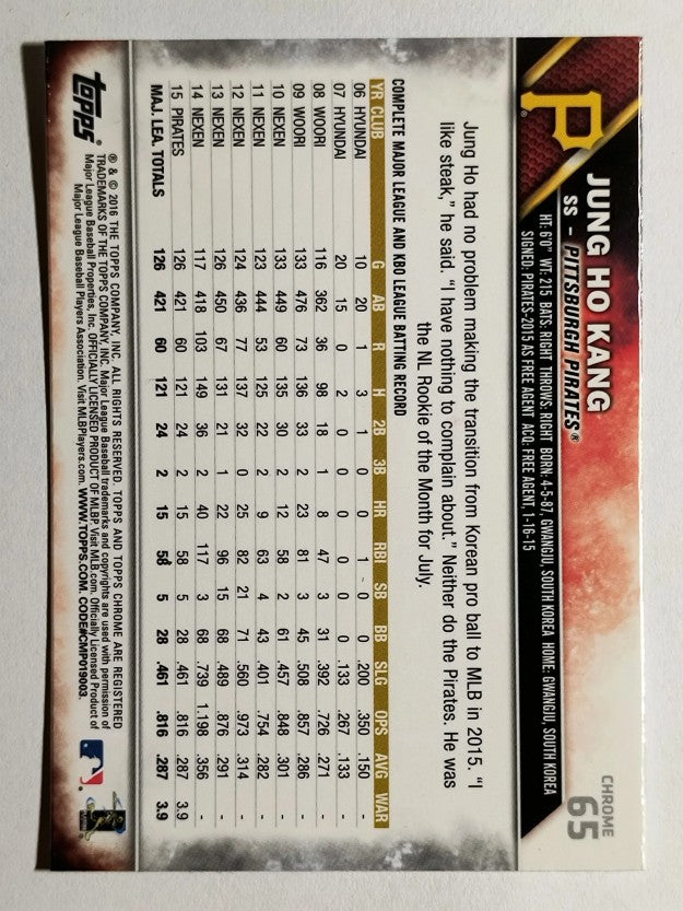 2016 Topps Chrome #65 Jung Ho Kang