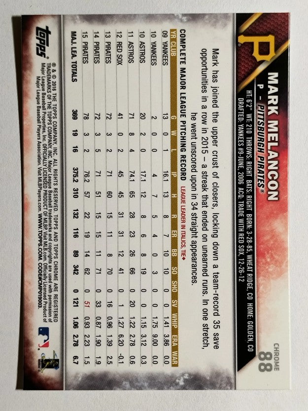 2016 Topps Chrome #88 Mark Melancon