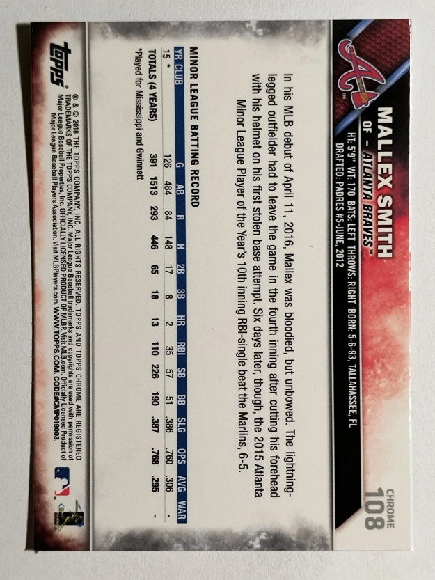 2016 Topps Chrome #108 Mallex Smith RC