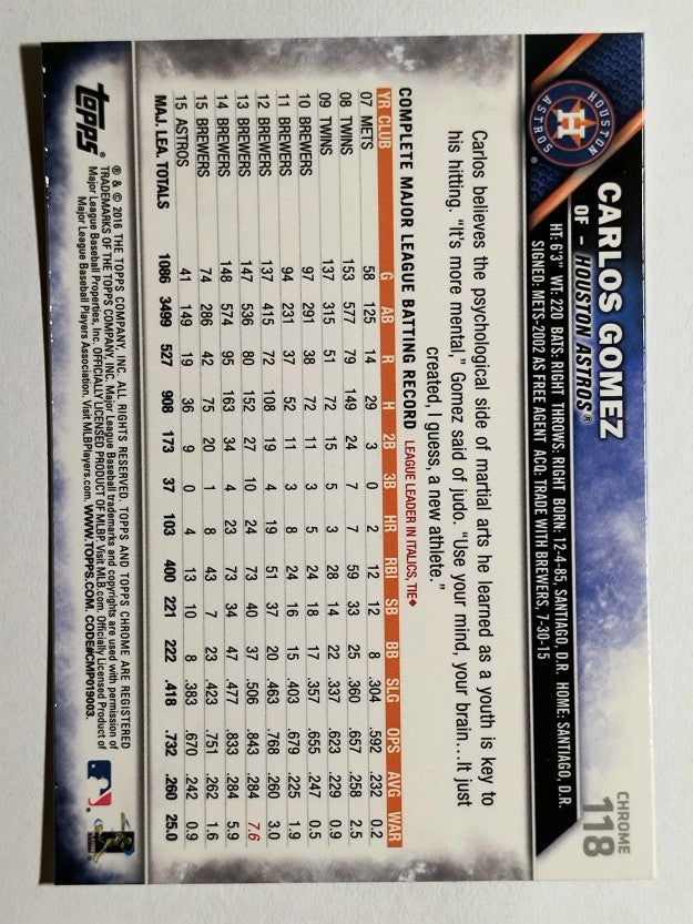 2016 Topps Chrome #118 Carlos Gomez