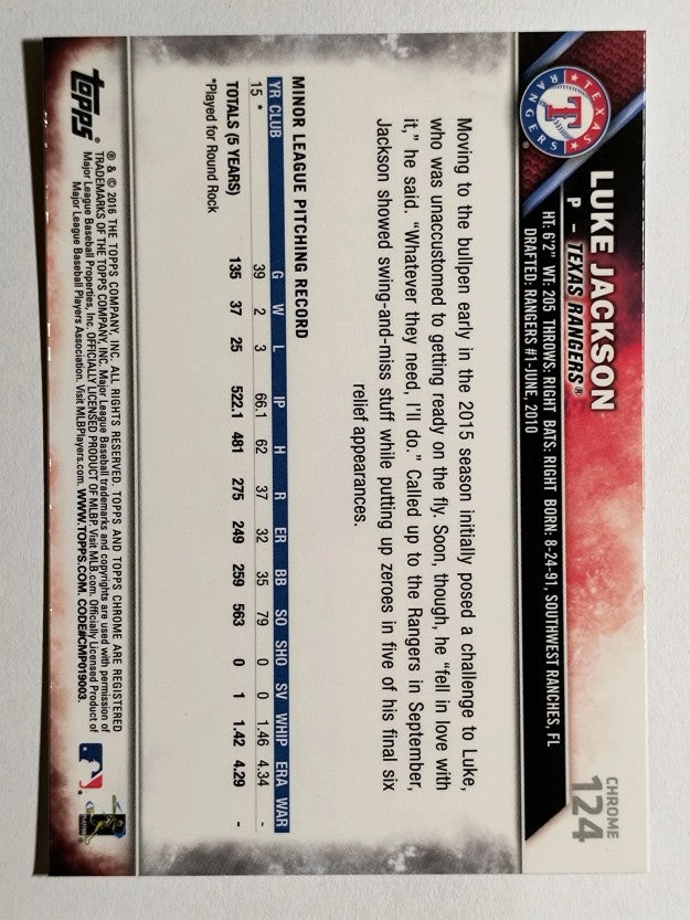 2016 Topps Chrome #124 Luke Jackson RC