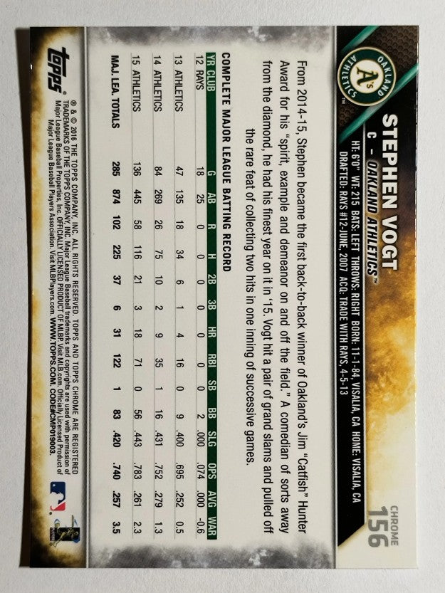 2016 Topps Chrome #156 Stephen Vogt