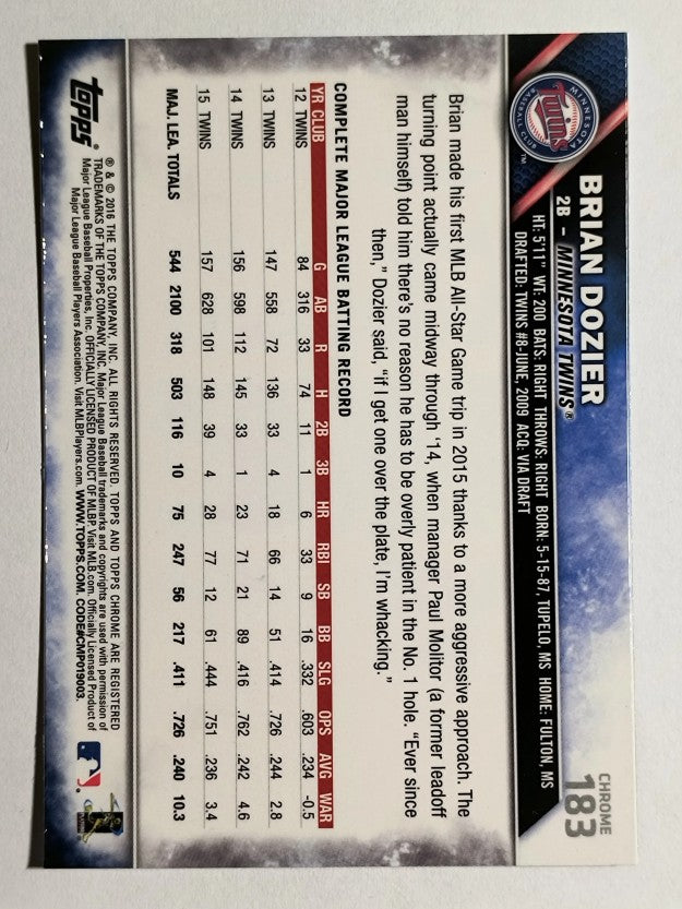 2016 Topps Chrome #183 Brian Dozier