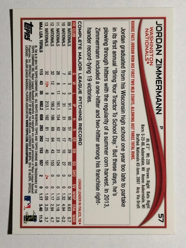 2014 Topps Chrome #57 Jordan Zimmermann