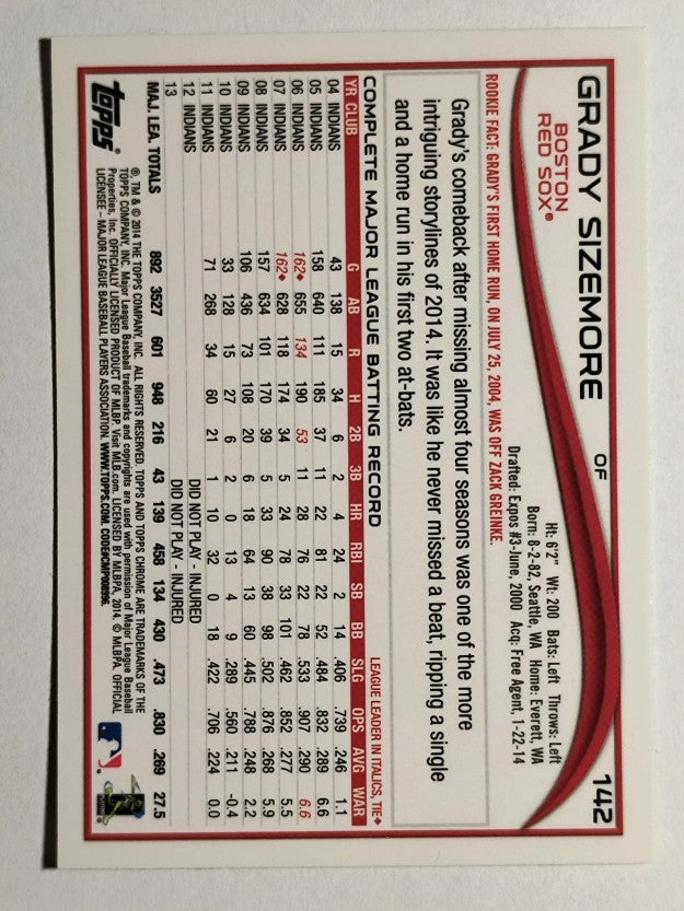 2014 Topps Chrome #142 Grady Sizemore