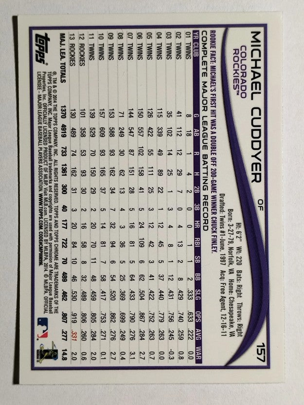 2014 Topps Chrome #157 Michael Cuddyer