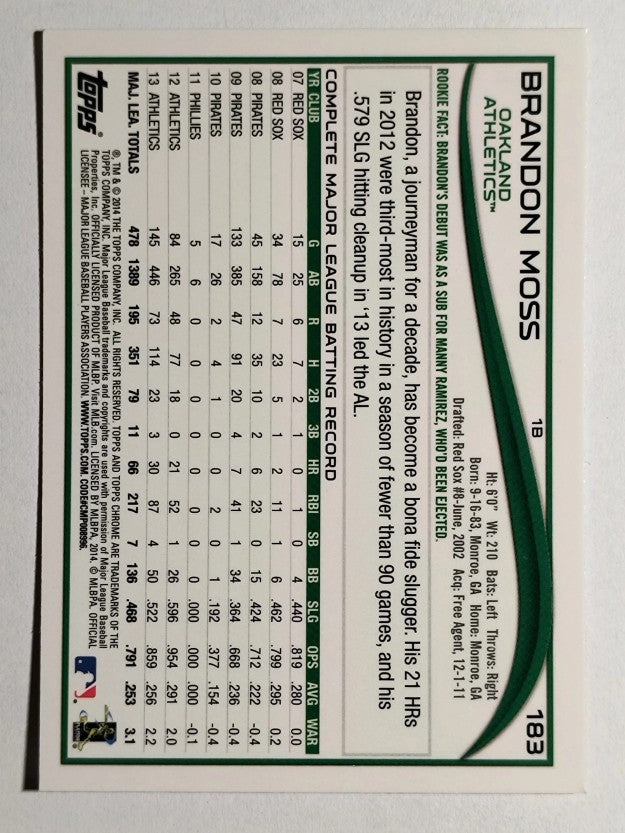 2014 Topps Chrome #183 Brandon Moss
