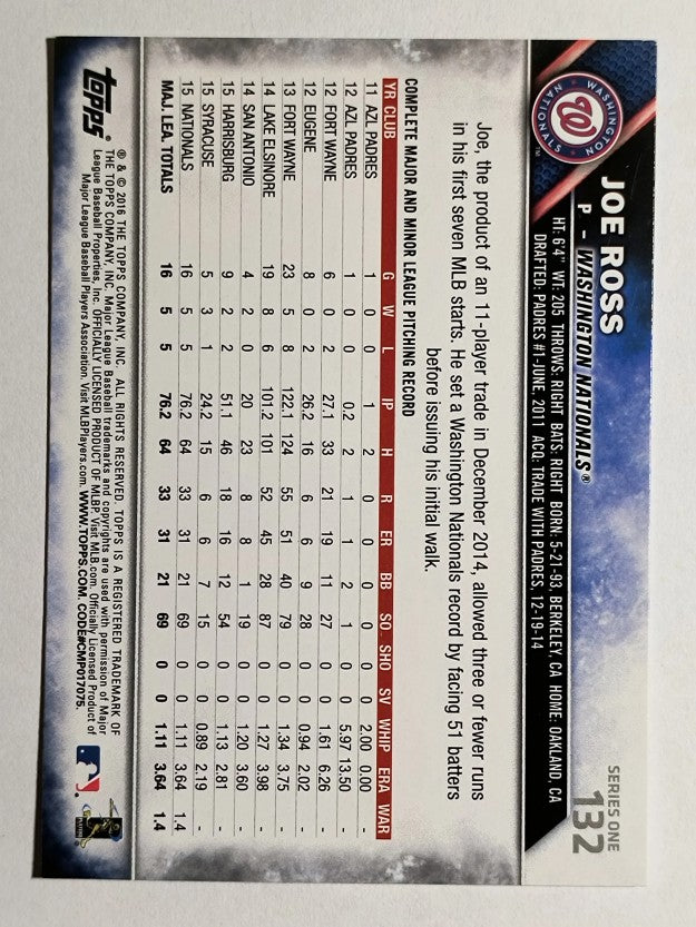 2016 Topps #132A Joe Ross FS